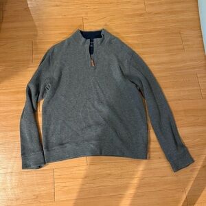 Men's Gray Lands End Quarter Zip Sweater